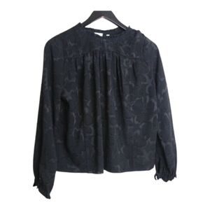 Aritzia Wilfred Lourdes Romantic Jacquard Blouse Black